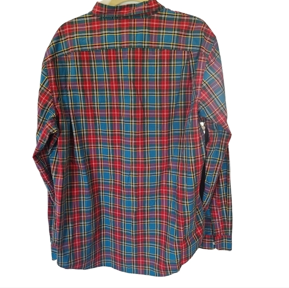 Lands End Men's Plaid Button Down Dress Shirt XXL NWT Red & Blue - Picture 2 of 5